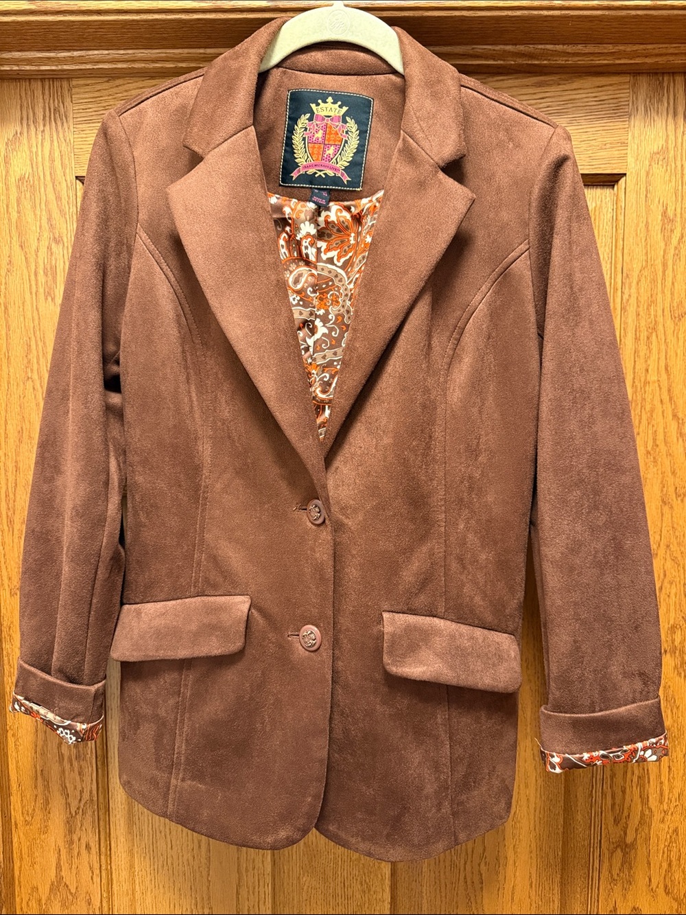 Isaac Mizrahi Brown Faux Suede Blazer Jacket